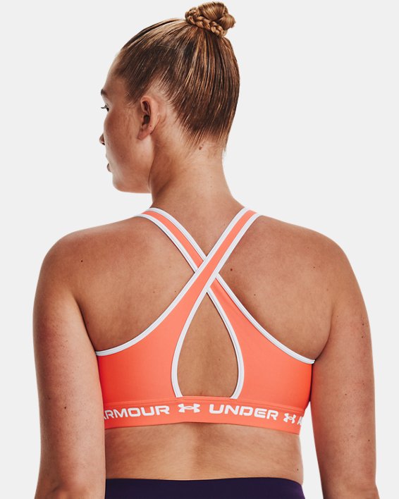 Women's Armour® Mid Crossback Sports Bra, Orange, pdpMainDesktop image number 7